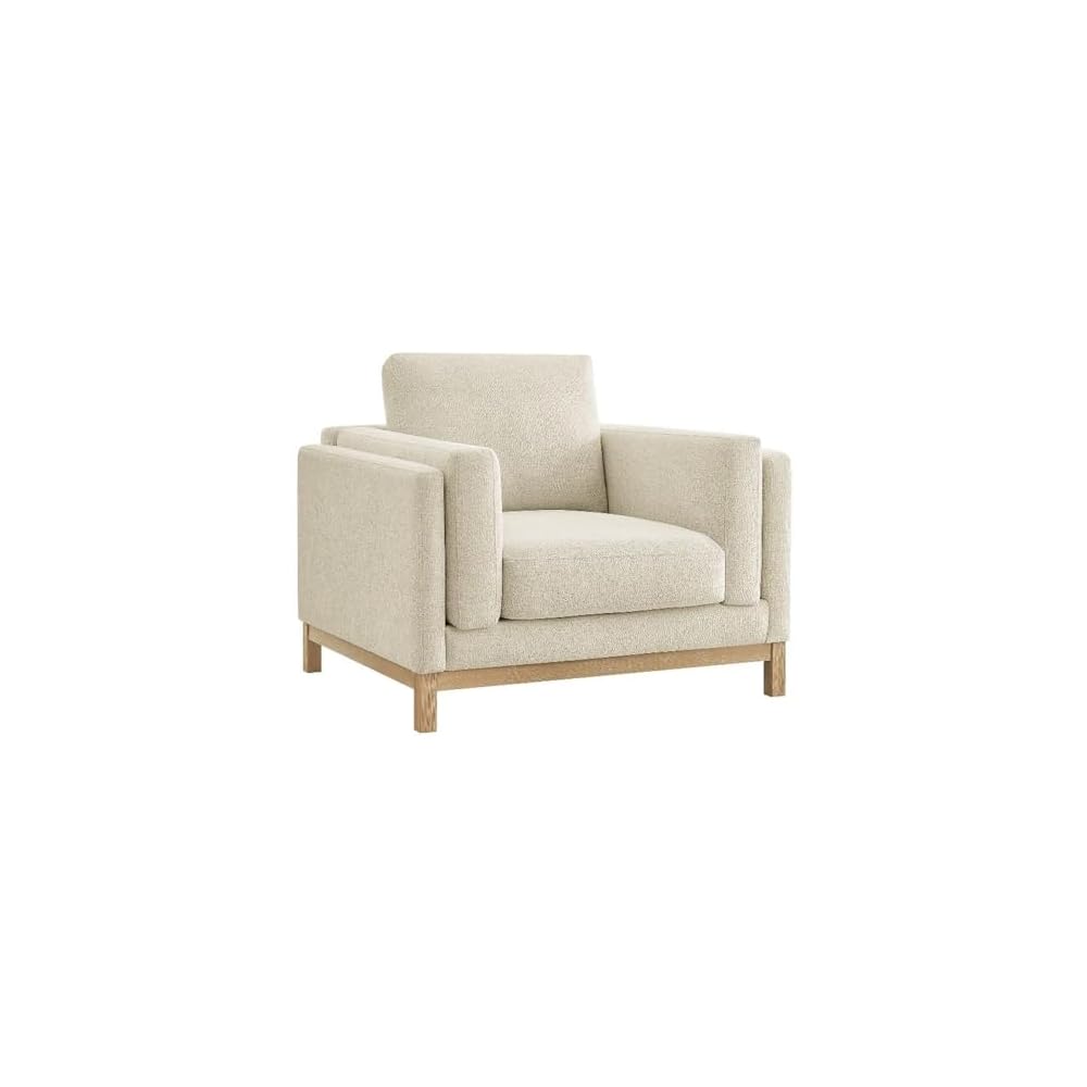 Modway Roscoe Fabric Armchair in Mist - Comfortable Deep Seat Accent Chair with Arms for Living Room or Bedroom