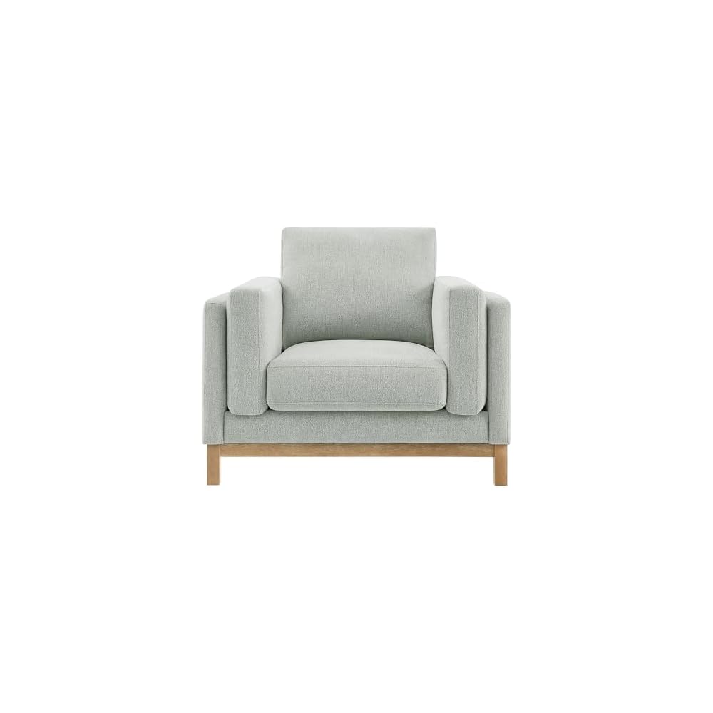 Modway Roscoe Fabric Armchair in Mist - Comfortable Deep Seat Accent Chair with Arms for Living Room or Bedroom