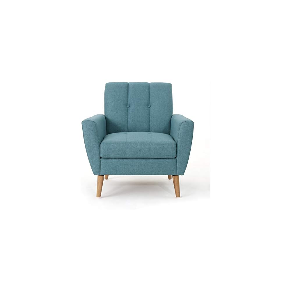 Christopher Knight Home Treston Mid-Century Modern Fabric Club Chair, Blue / Natural