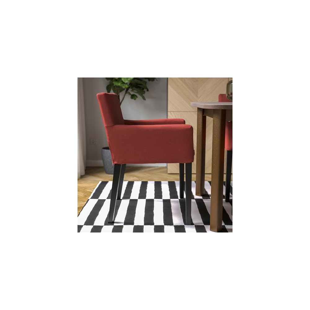 MÅRENÄS chair with armrests, black/Gunnared red-brown