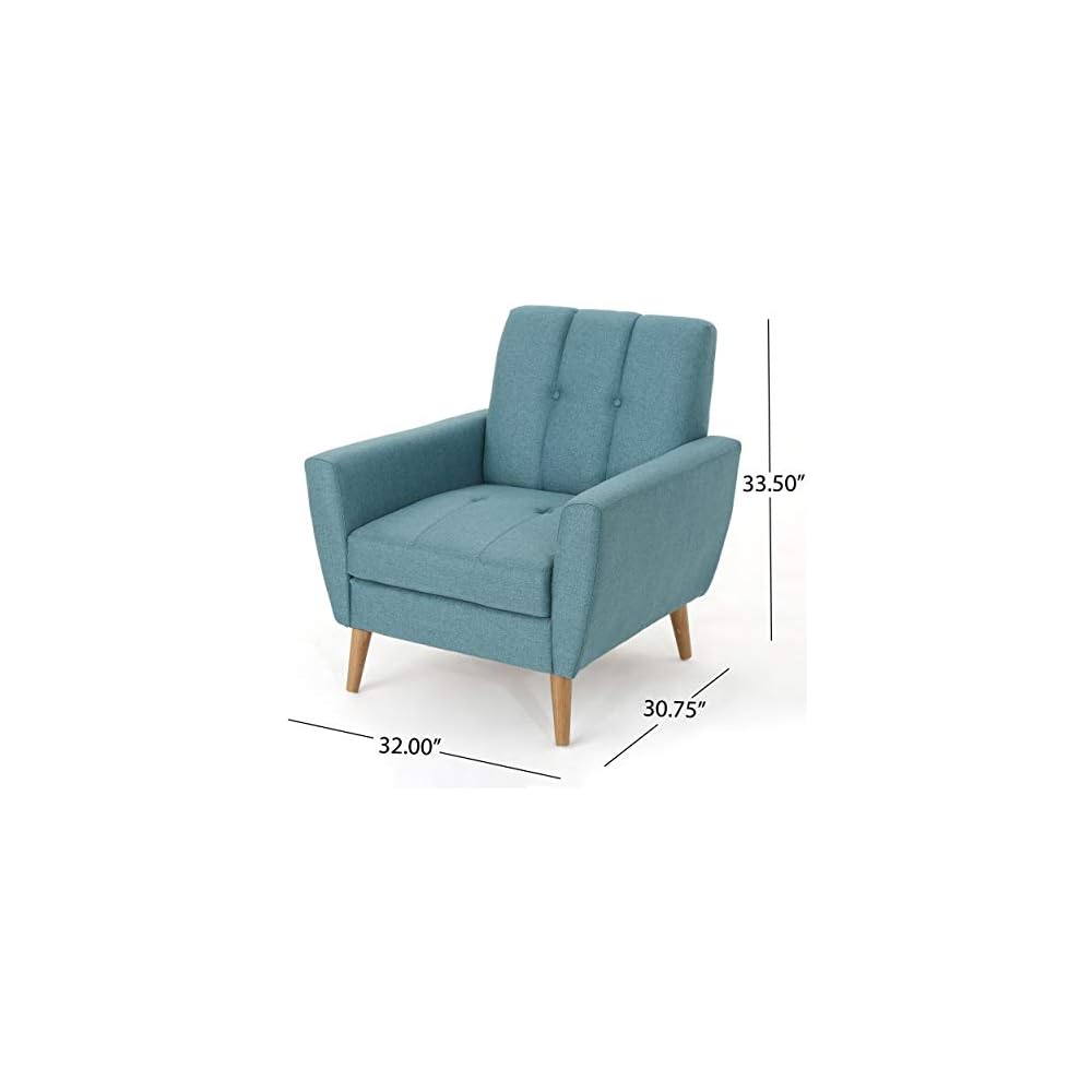 Christopher Knight Home Treston Mid-Century Modern Fabric Club Chair, Blue / Natural