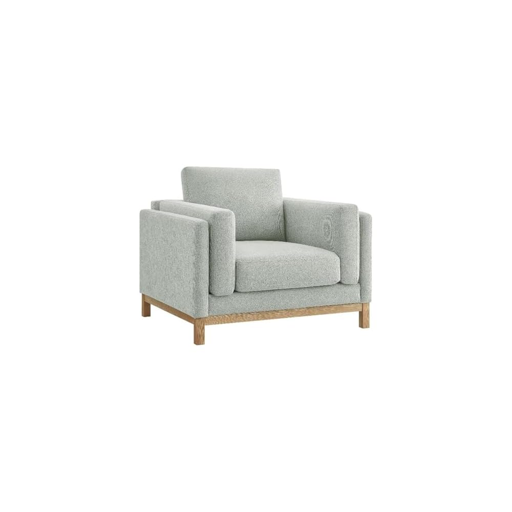 Modway Roscoe Fabric Armchair in Mist - Comfortable Deep Seat Accent Chair with Arms for Living Room or Bedroom