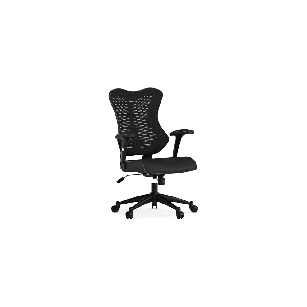 BizChair High Back Designer Black Mesh Executive Ergonomic Office Chair with Arms