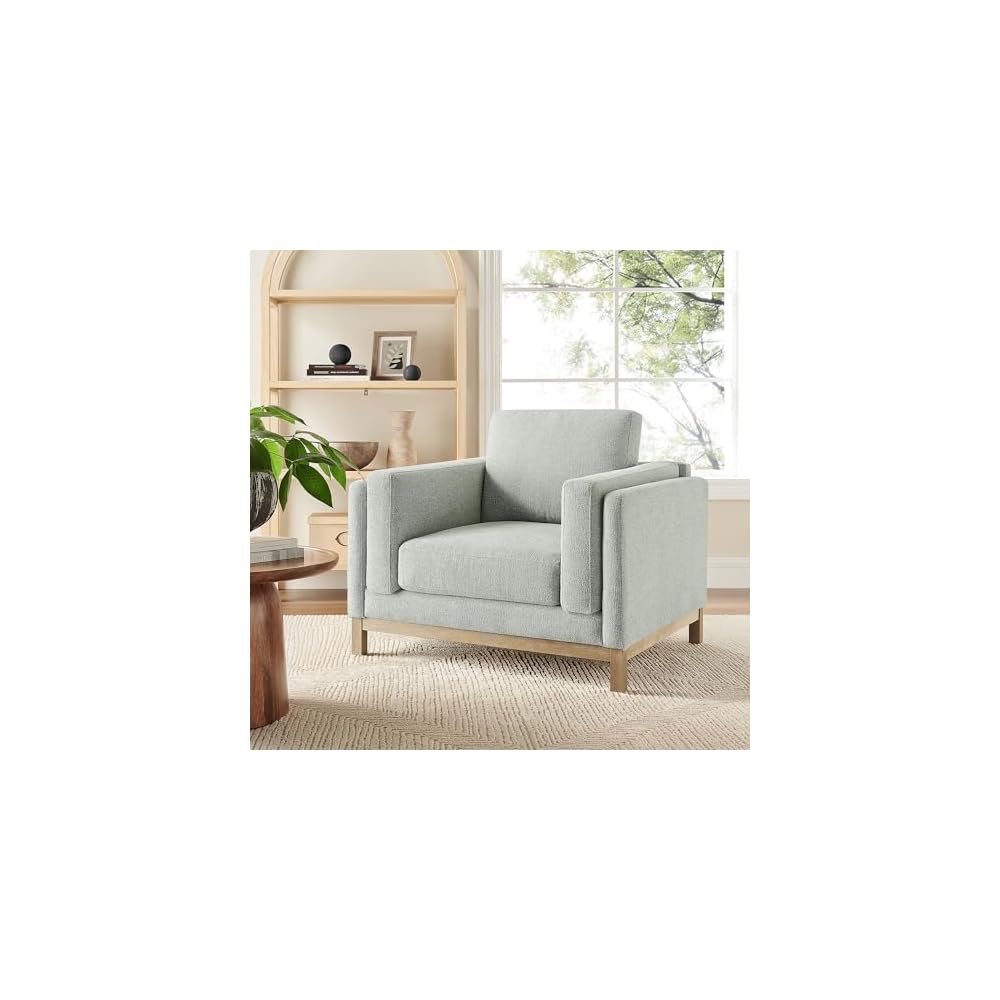 Modway Roscoe Fabric Armchair in Mist - Comfortable Deep Seat Accent Chair with Arms for Living Room or Bedroom