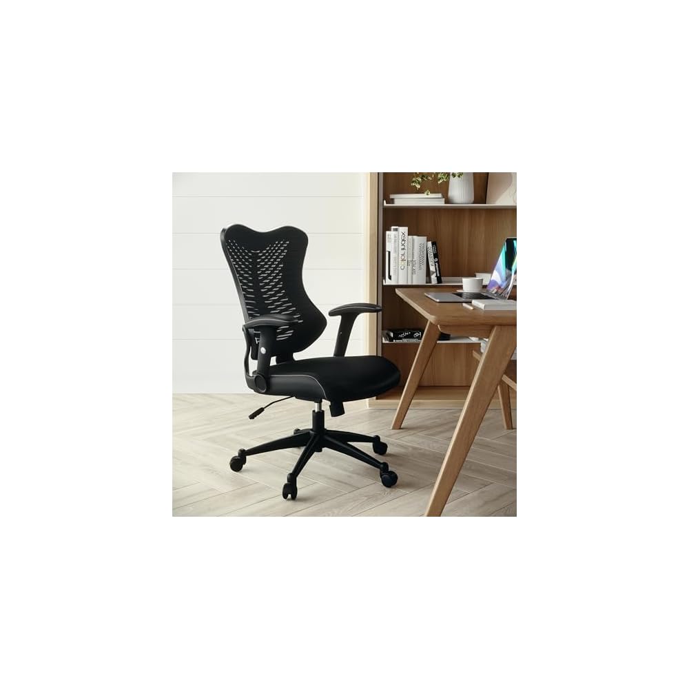 BizChair High Back Designer Black Mesh Executive Ergonomic Office Chair with Arms