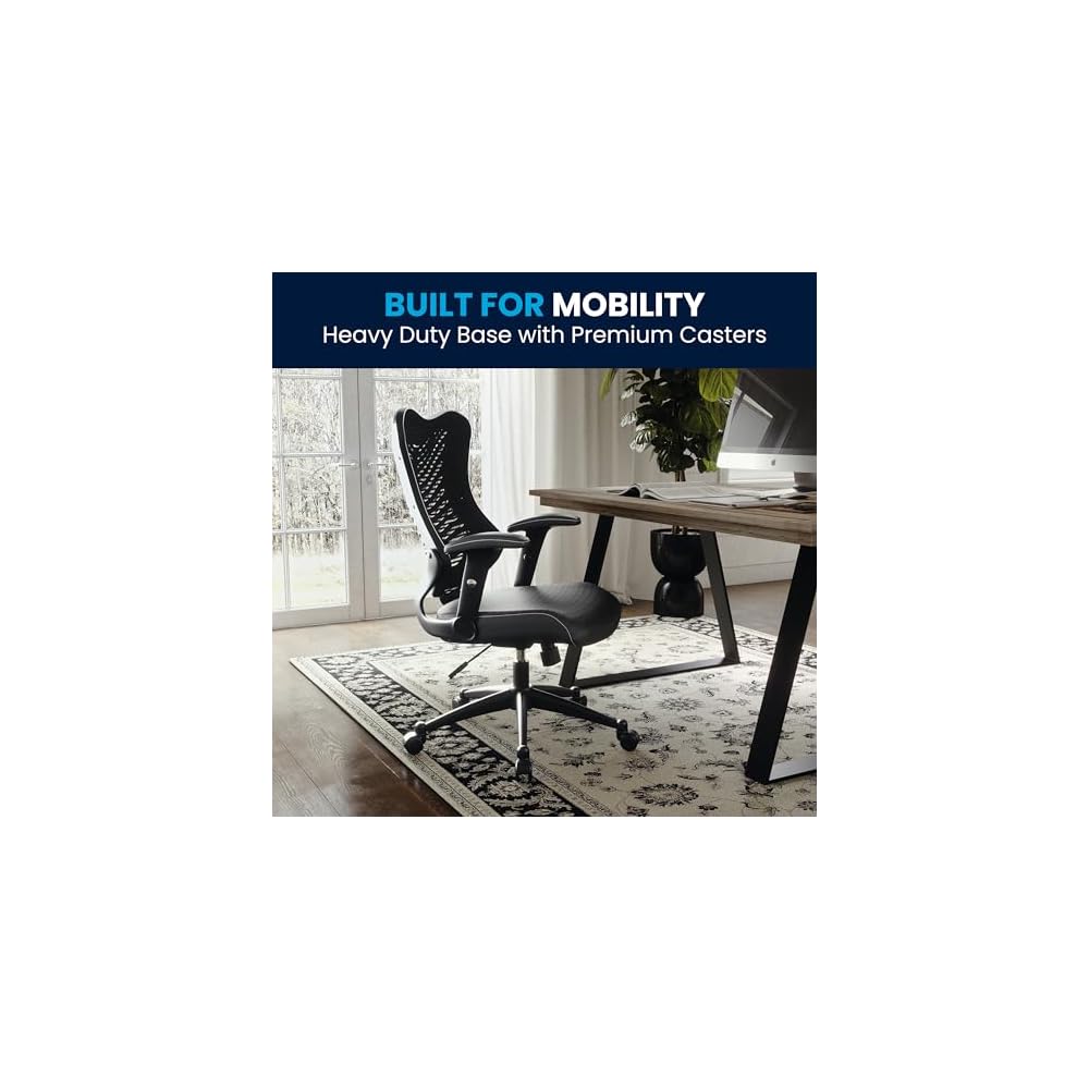 BizChair High Back Designer Black Mesh Executive Ergonomic Office Chair with Arms
