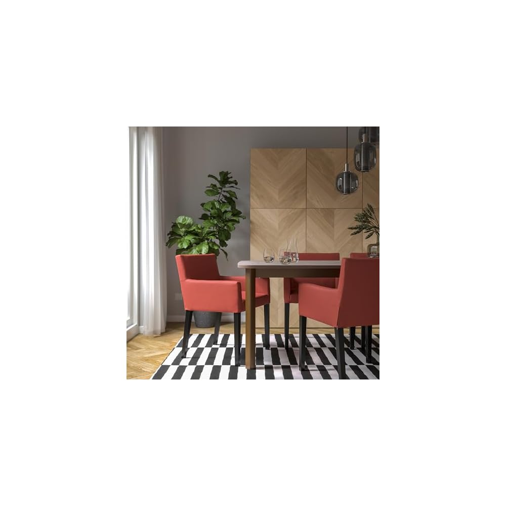 MÅRENÄS chair with armrests, black/Gunnared red-brown