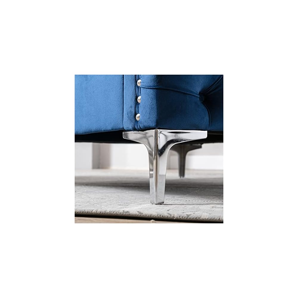 Velvet Armchair Tufted Button Chair Club Navy