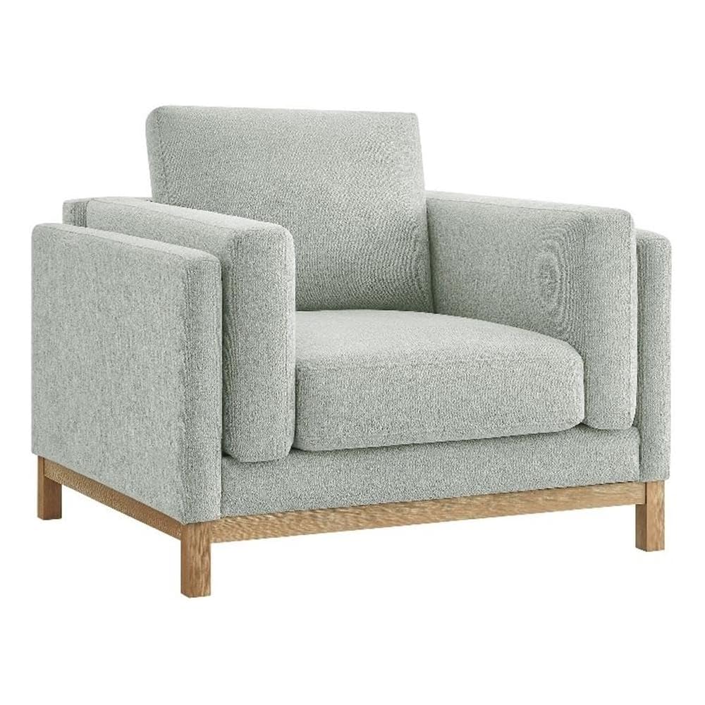 Modway Roscoe Fabric Armchair in Mist - Comfortable Deep Seat Accent Chair with Arms for Living Room or Bedroom