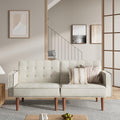 Furnify 71" Velvet Futon Sofa Bed, Versatile Loveseat Couch, Sleeper Sofa with Adjustable Backrest, Mid Century Modern Futon Couch for Small Space, Living Room, Office & Apartment, Velvet Fabric Beige