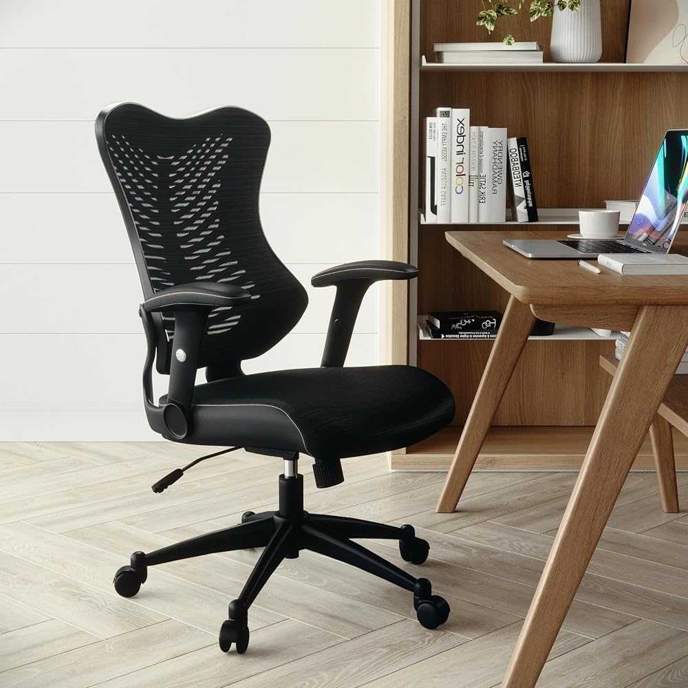 BizChair High Back Designer Black Mesh Executive Ergonomic Office Chair with Arms