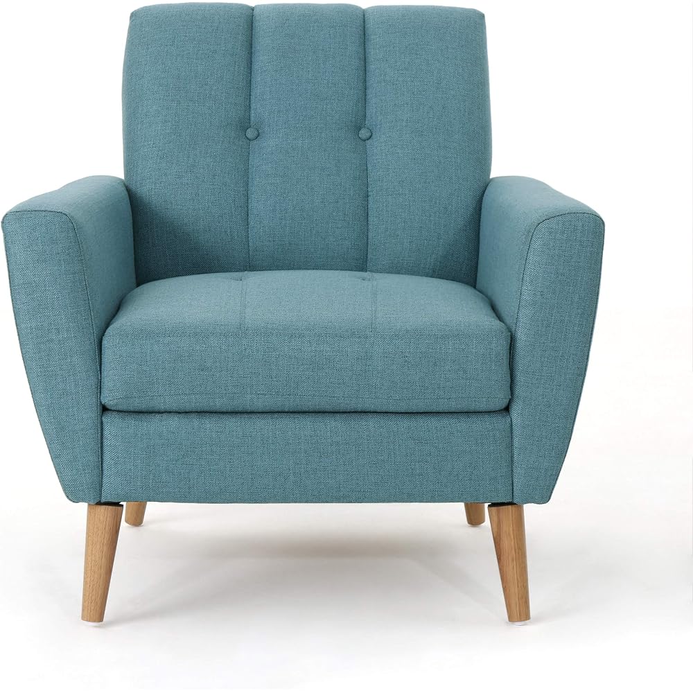 Christopher Knight Home Treston Mid-Century Modern Fabric Club Chair, Blue / Natural